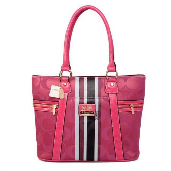 Coach Zip In Signature Medium Pink Totes BFJ | Women - Click Image to Close